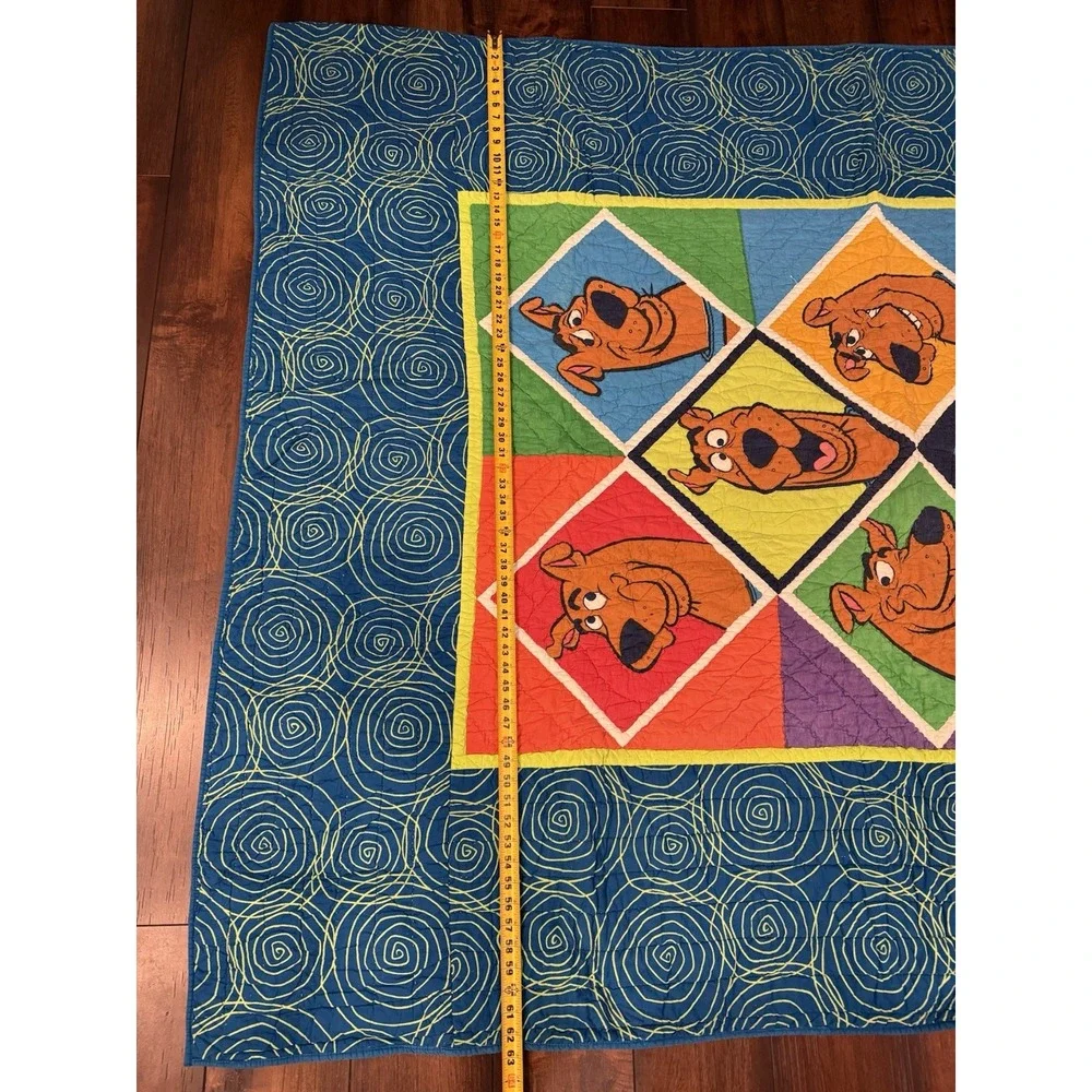 Vintage Scooby Doo Faces Blanket Twin Size 90s Colorful Color Block Swirls 68x86